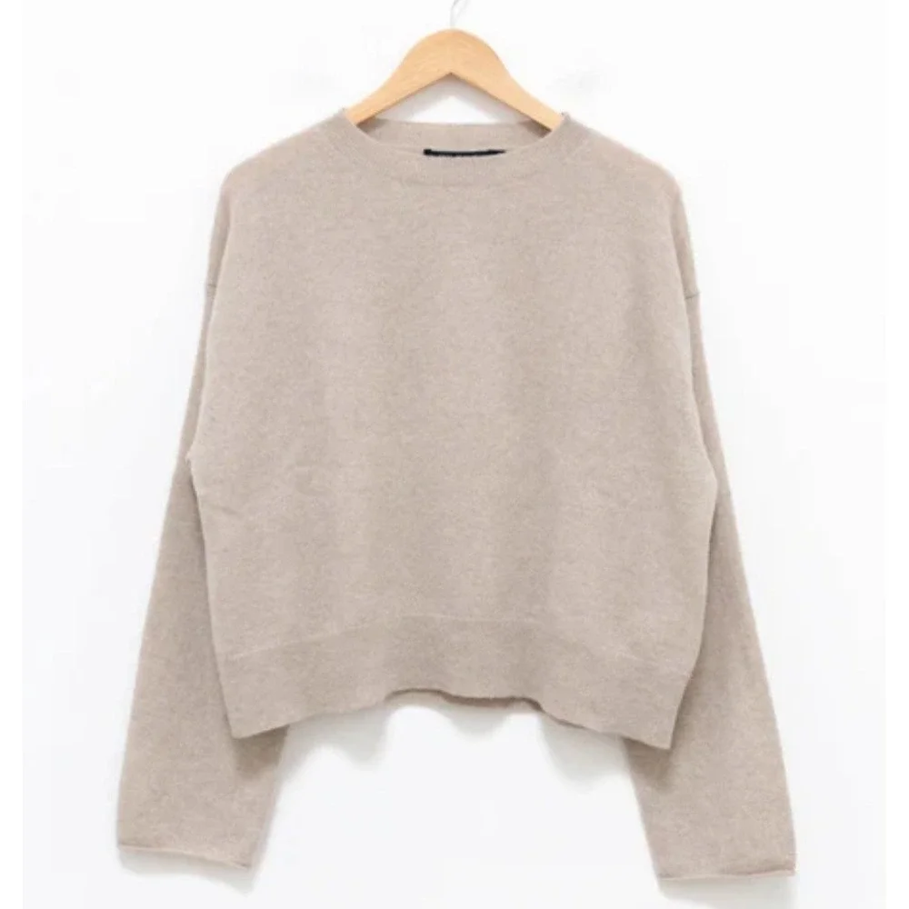 Sofie D'Hoore Merril 100% Cashmere Crop Knit Sweater Oatmeal Size M Oversized - Picture 1 of 8